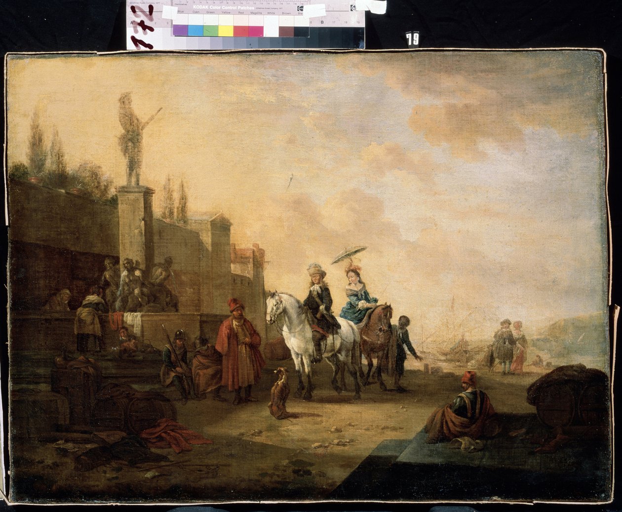 ""Cestovatelé na koních"" (Riders) Rodina na výletě v krajině Blízkého východu. Obraz Abrahama Begeyna (1637-1697) Muzeum umění Michaila Krošitského ze 17. století, Sevastopol (Sevastopol) Ukrajina od Abraham Jansz Begeyn