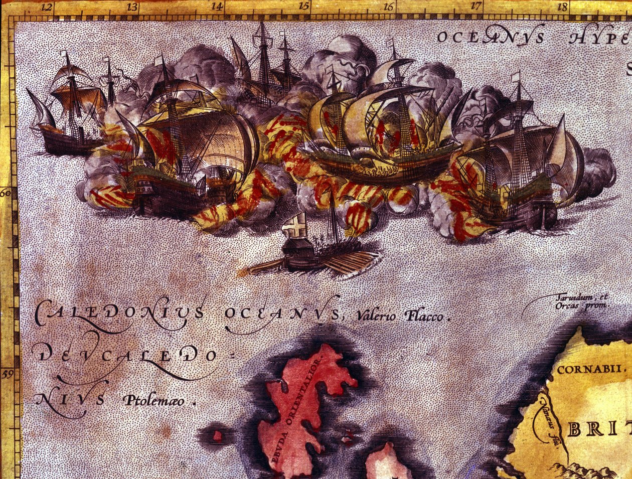 Konec nepřemožitelné armády Skotska. Podle Atlasu Abrahama Ortelia, Antverpy od Abraham (after) Ortelius