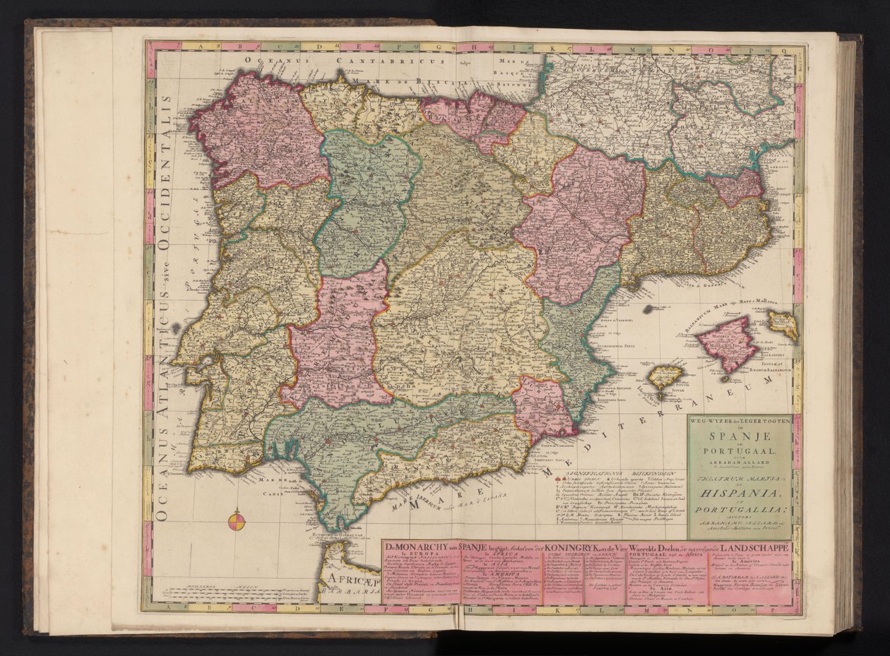 Mapa Španělska a Portugalska Way-Pointer of the Military Tours ve Španělsku a Portugalsku / Theatrum Martis v Hispania et Portugallia (název na objektu) od Abraham Allard