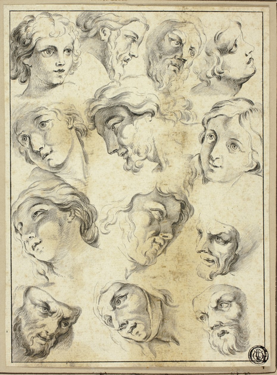 13 skic různých tváří od Abraham Bloemaert