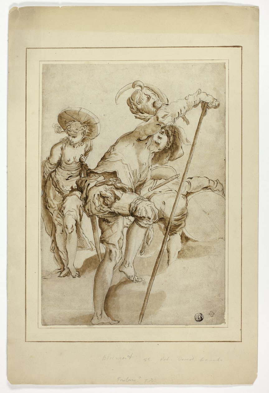 Stojící voják, stojící žena a stojící bubeník. od Abraham Bloemaert