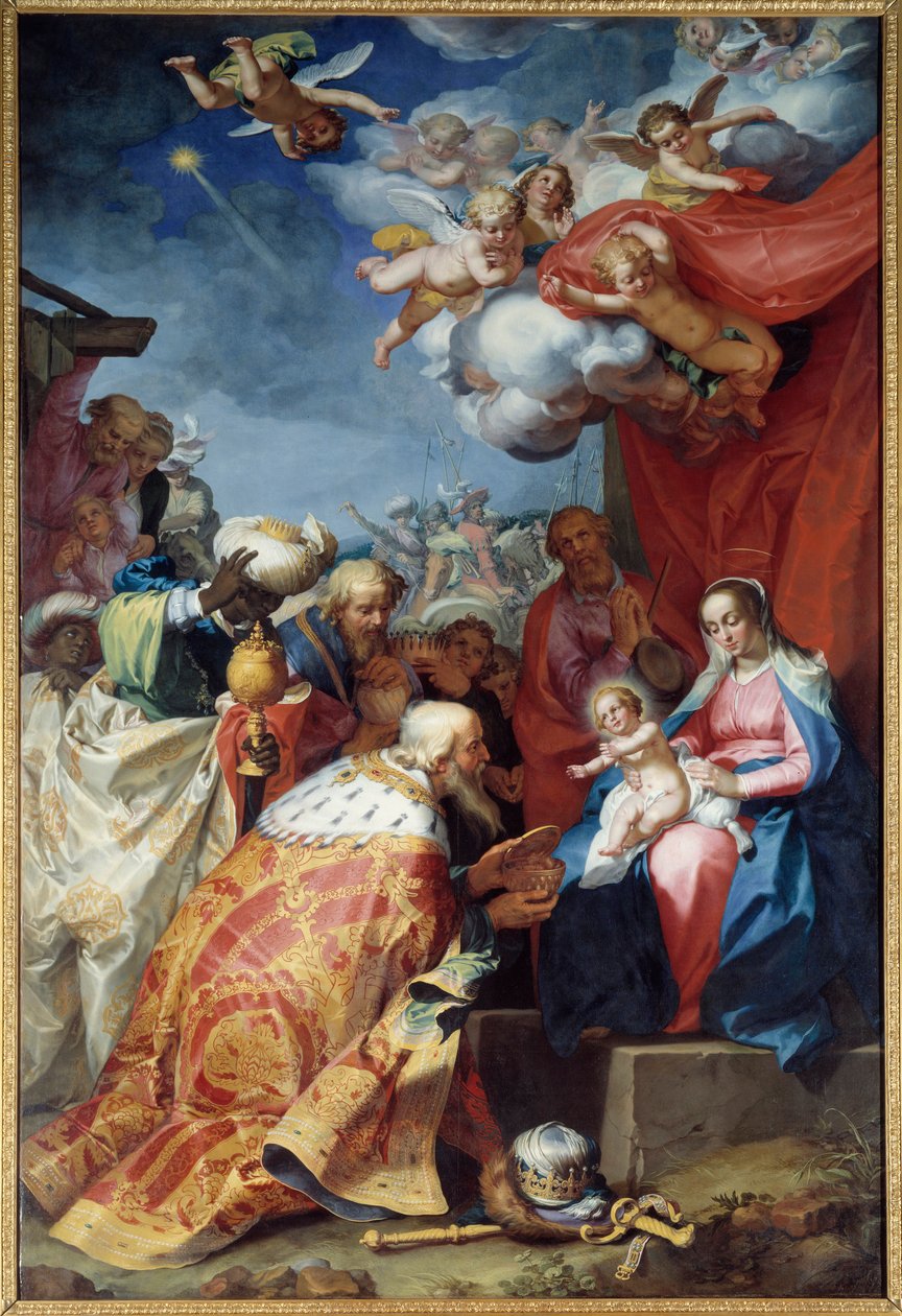 Klanění tří králů. Obraz Abrahama Bloemaerta (1564-1651) od Abraham Bloemaert