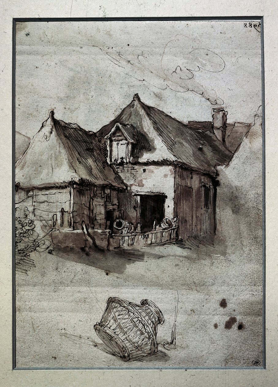 Chata s proutěným košem, konec 16.-začátek 17. století (rytina) od Abraham Bloemaert