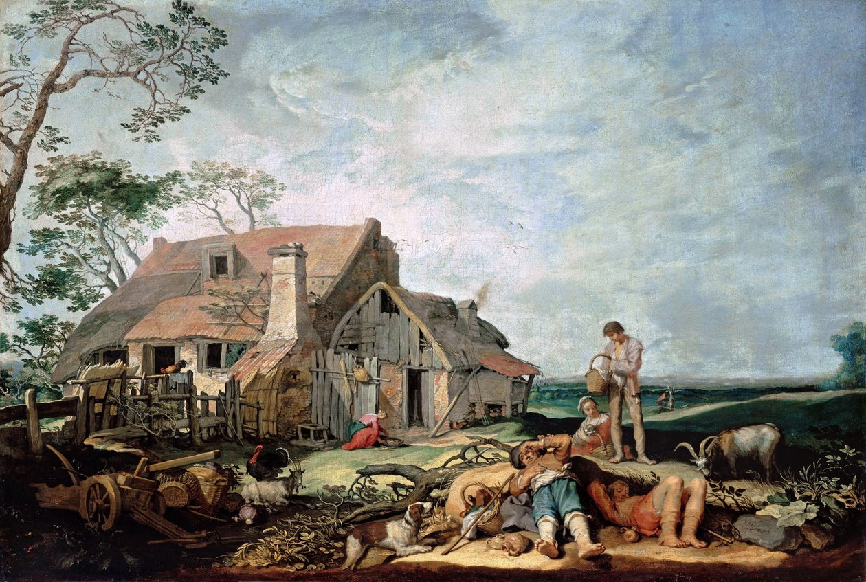 Krajina s odpočívajícími rolníky, Tobiáš a Anděl, 1650 od Abraham Bloemaert