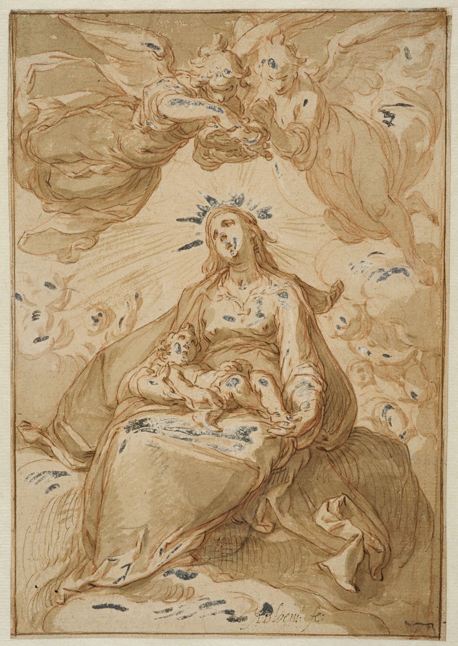 Madona s dítětem, korunovaná anděly od Abraham Bloemaert