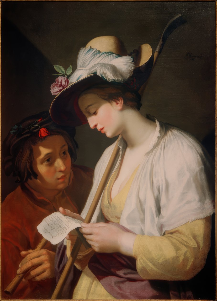 Pastýřka s básničkou od Abraham Bloemaert