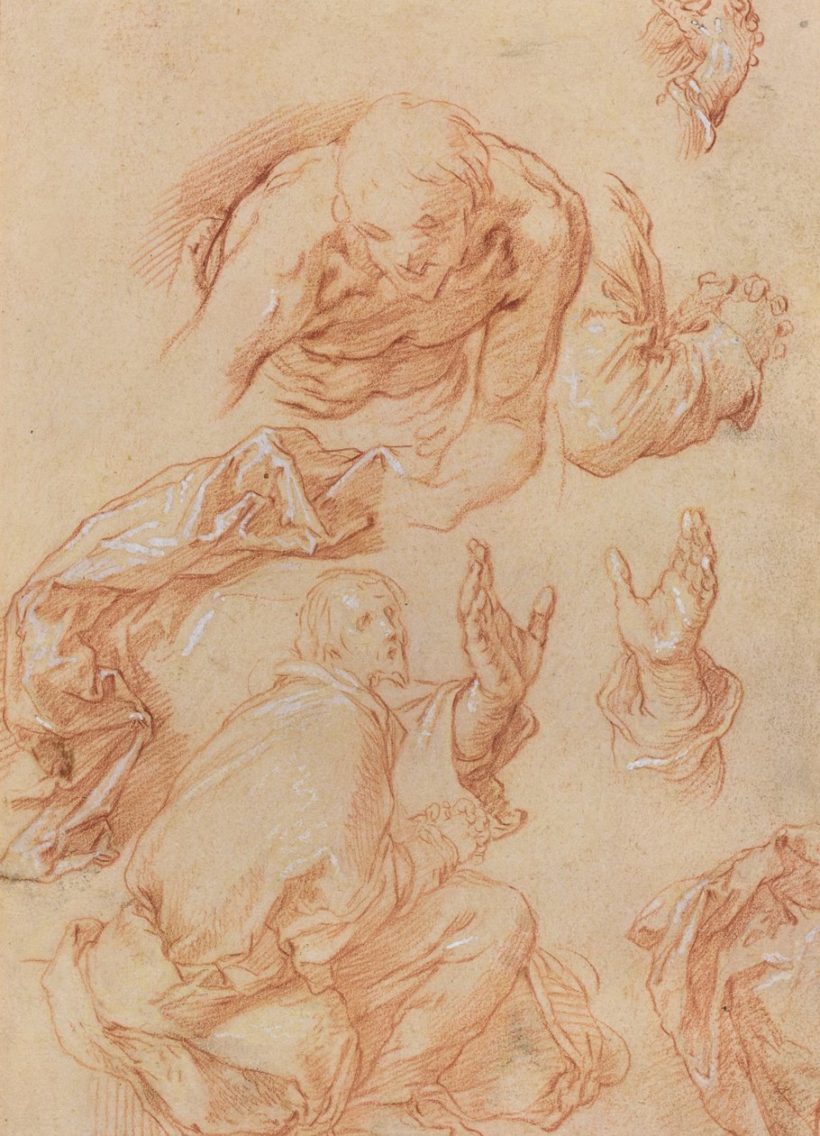 Studie rukou a ohýbajících se postav [verso] od Abraham Bloemaert