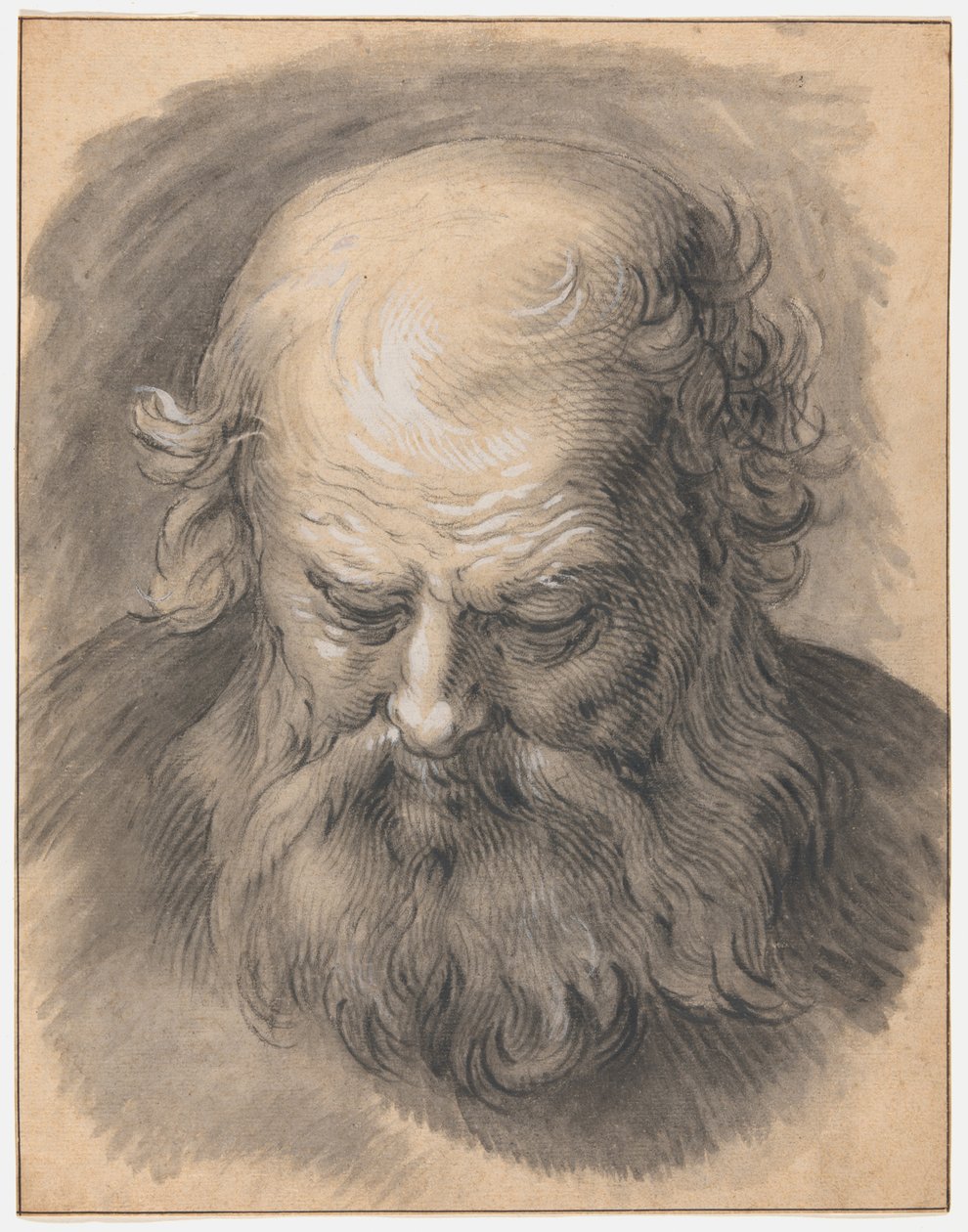 Studie hlavy vousatého muže od Abraham Bloemaert