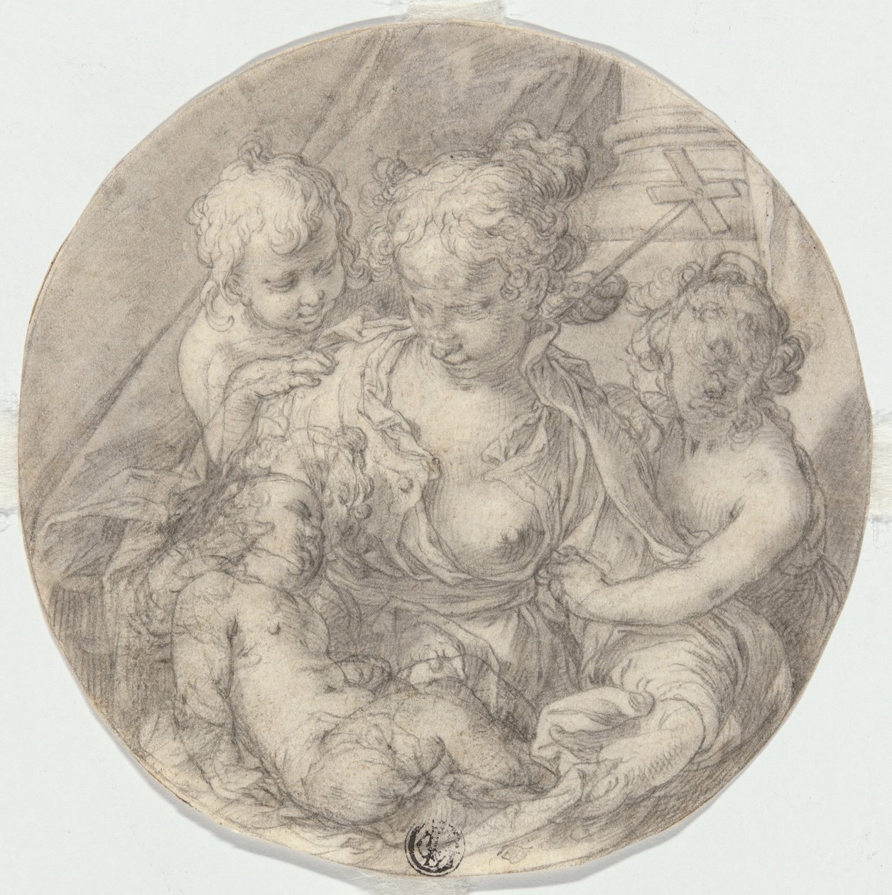 Madona s Ježíškem, s dítětem Janem Křtitelem a dalším dítětem (Caritas) od Abraham Bloemaert