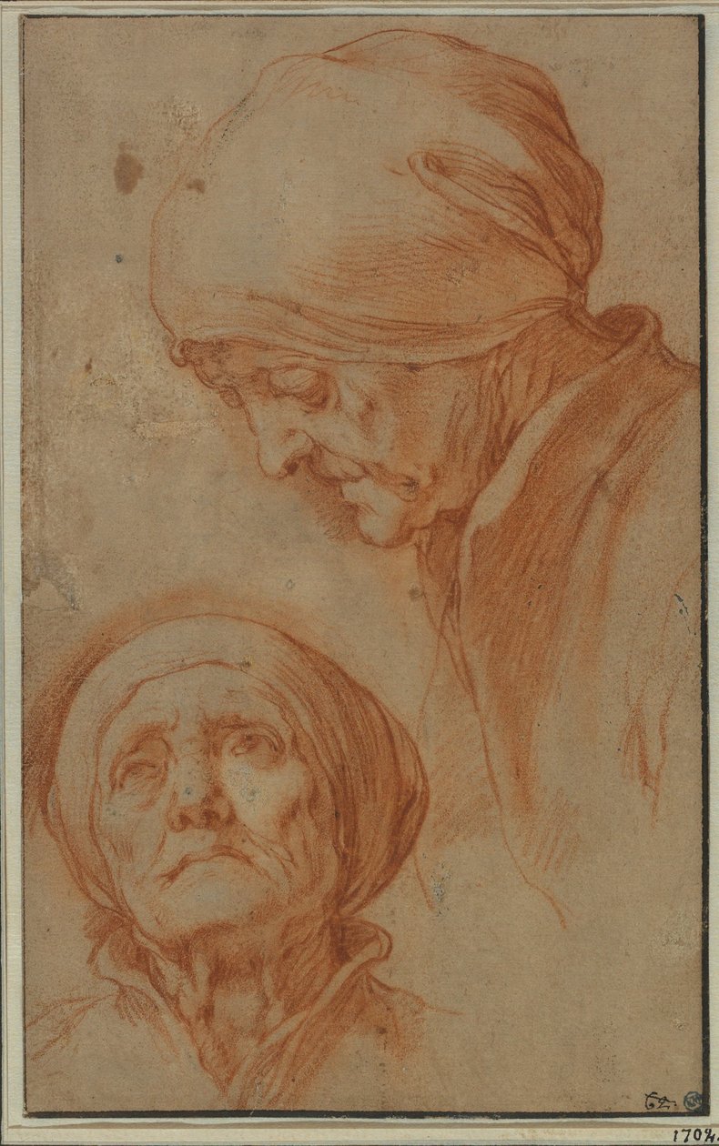 Dvě studie hlavy staré ženy od Abraham Bloemaert