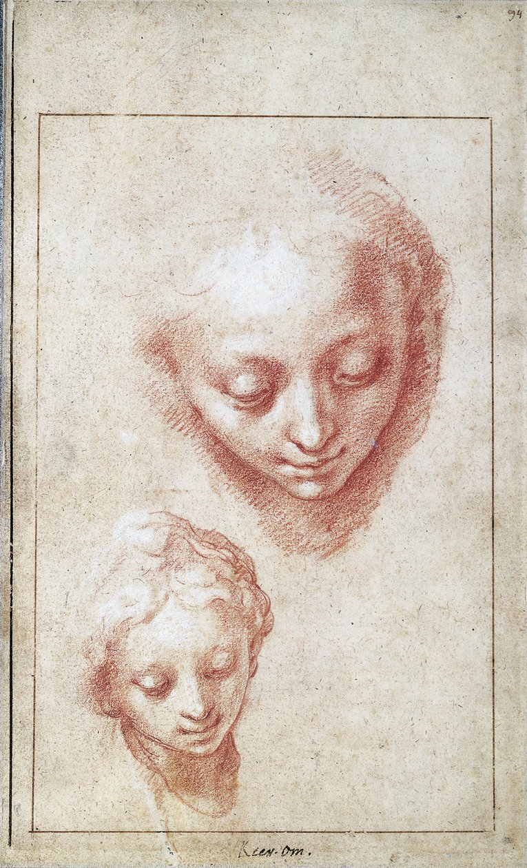 Dvě studie o hlavě Panny od Abraham Bloemaert