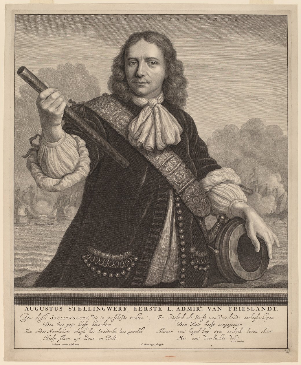 Augustus Stellingwerf, první lord admirál Fríska od Abraham Blooteling after Lodewyk van der Helst