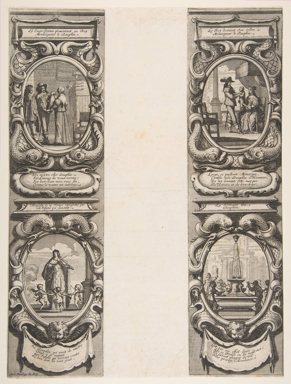 Almanach pro rok 1639: Ludvík XIII. a Anna Rakouská svěřují království a dědice Appa..., 1638. od Abraham Bosse