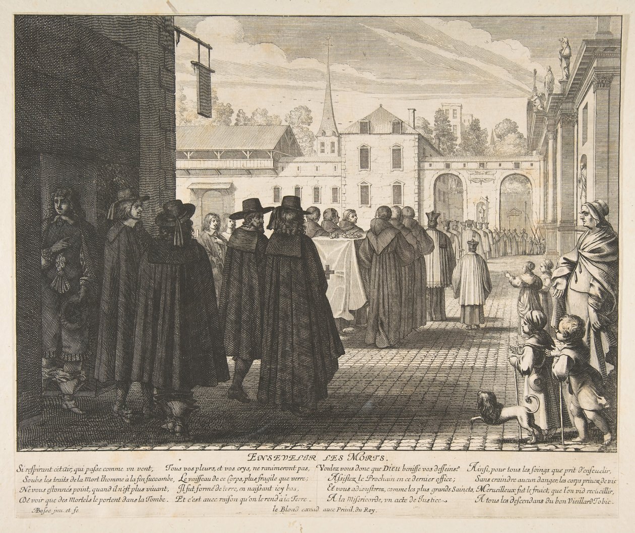 Pohřbívání mrtvých Ensevelir les morts. od Abraham Bosse