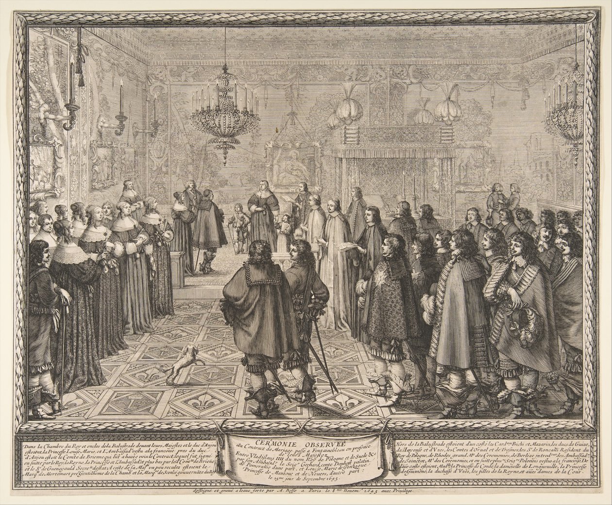 Slavnostní uzavření manželské smlouvy mezi Wladyslawem IV., polským králem, a Marií Ludvíkou..., 1645. od Abraham Bosse