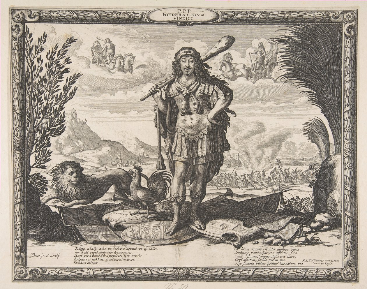 Vyhlášení války Španělsku od Ludvíka XIII.: Král jako Herkules, ca. 1635. od Abraham Bosse