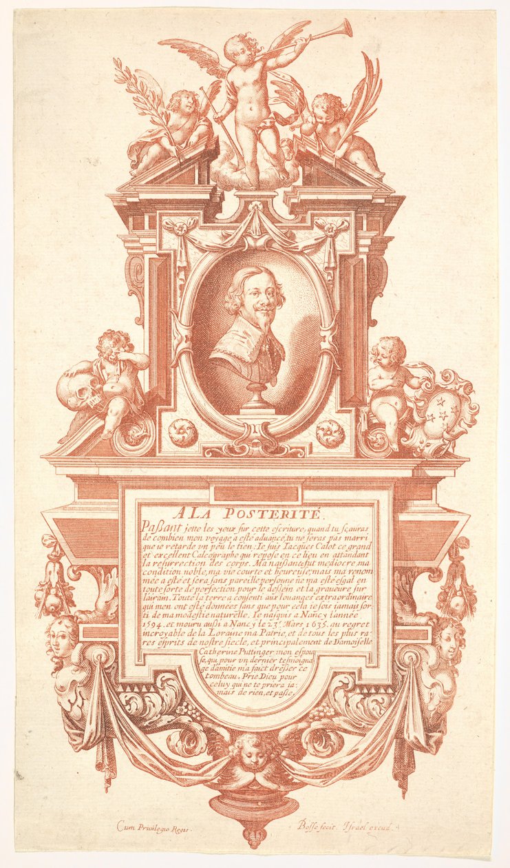 Epitaf a portrét Jacquese Callota, 1635-36. od Abraham Bosse