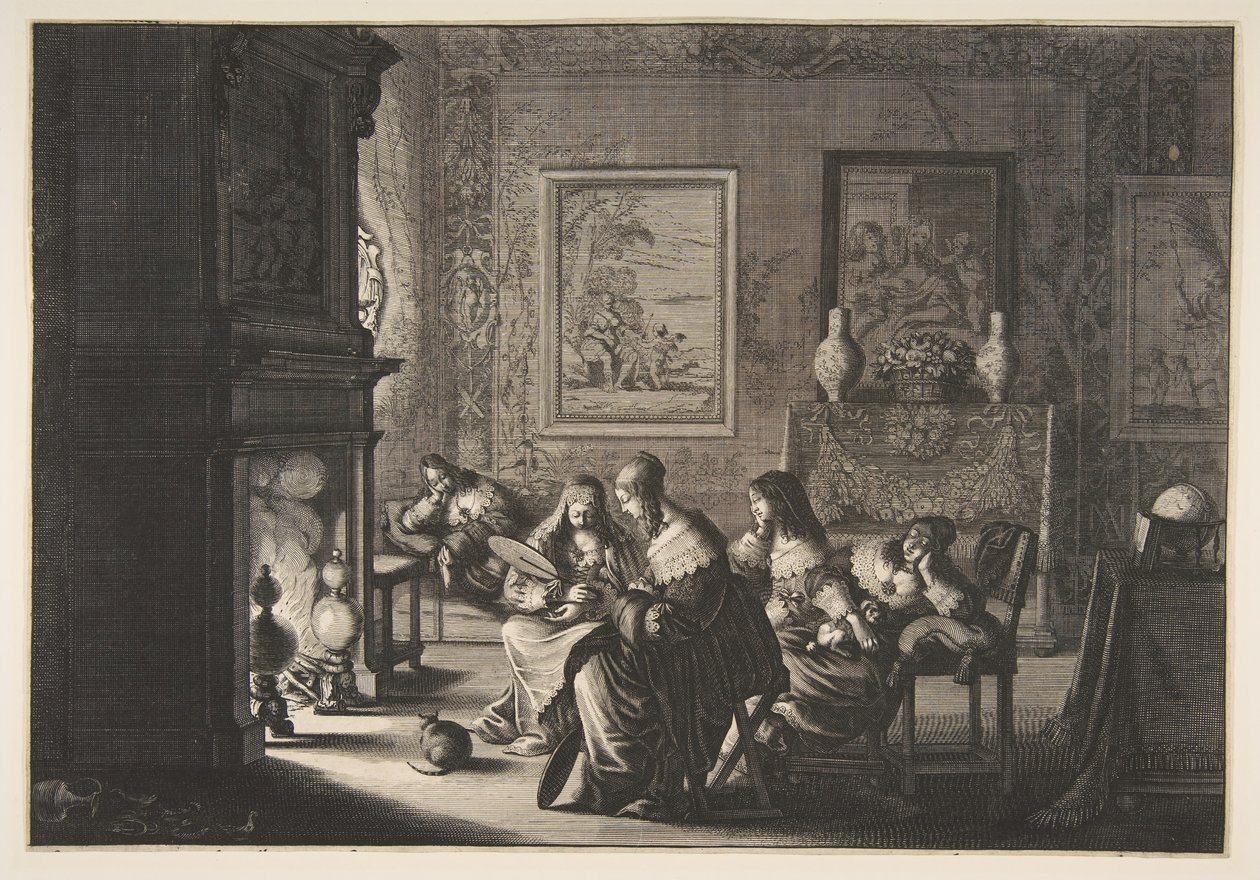 Pošetilé panny spící Pošetilé panny spící čekající na příjezd Lepo..., ca. 1635. od Abraham Bosse