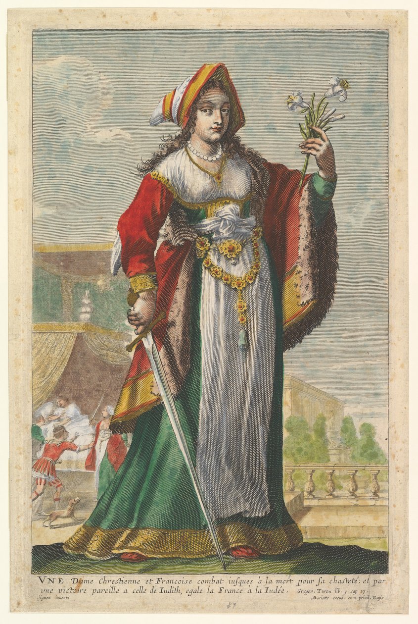 Francouzská Judith, ilustrace z Pierre Le Moynes Galerie silných žen, 1647. od Abraham Bosse