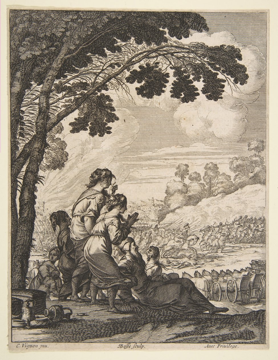 Ilustrace z LAriane od Desmarets de Saint-Sorlin, Palamede on Horseback Confronts..., 1639. od Abraham Bosse
