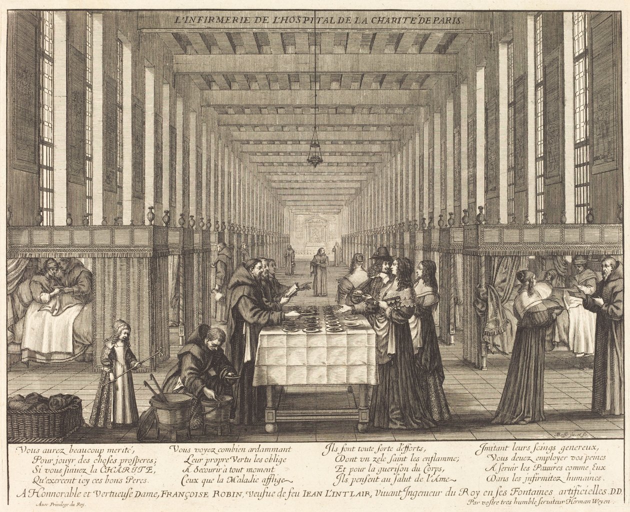 Ošetřovna nemocnice de la Charite de Paris od Abraham Bosse