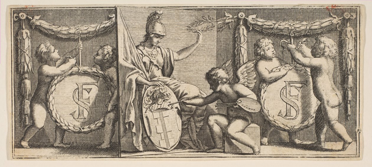 Minerva a paže Françoise Subleta de Noyers Malované géniem..., polovina až konec 17. století. od Abraham Bosse