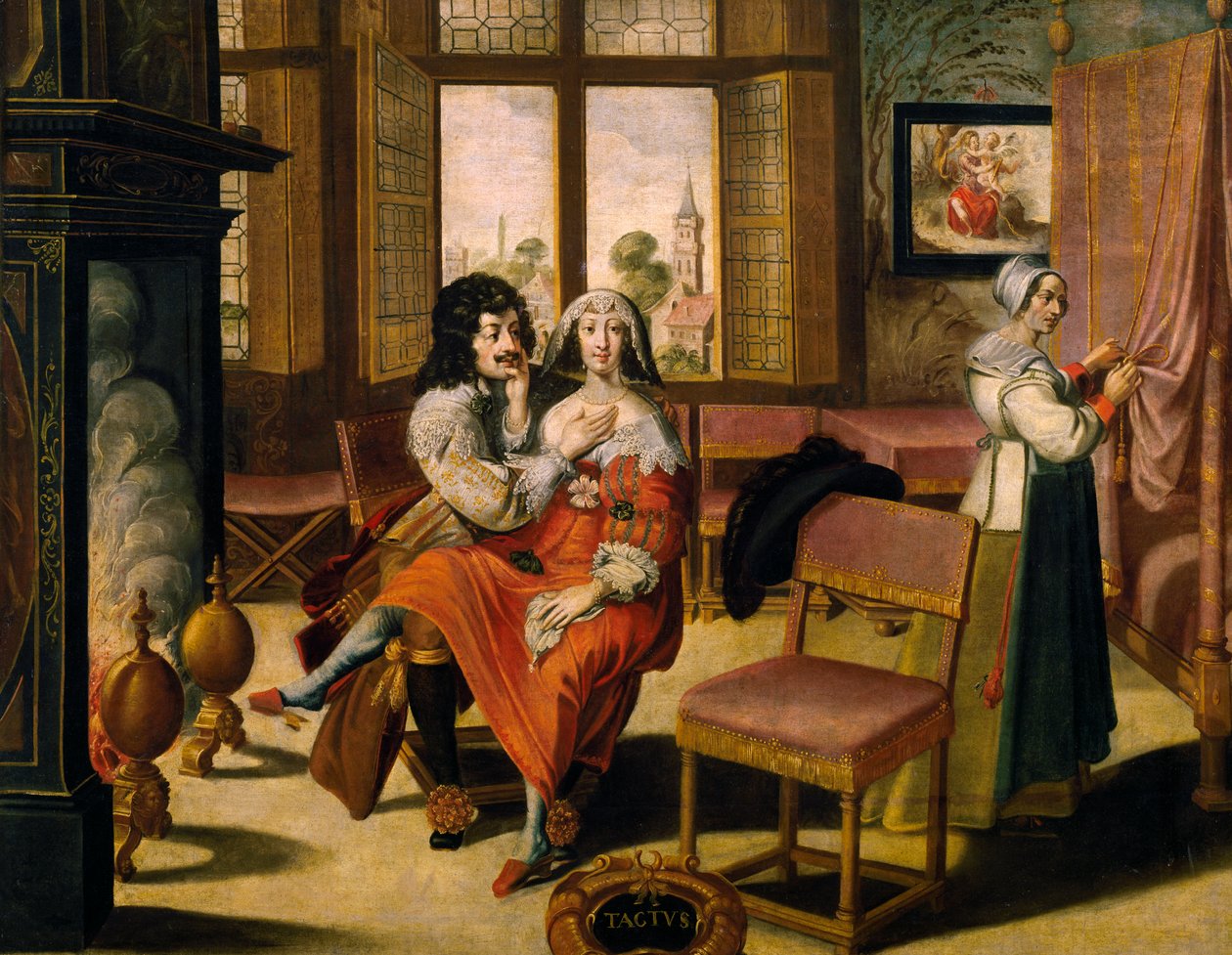 Smysl pro dotek, cca 1635, Abraham Bosse (1604-1676), po malbě ze série 5 od neznámého umělce, Francie od Abraham Bosse
