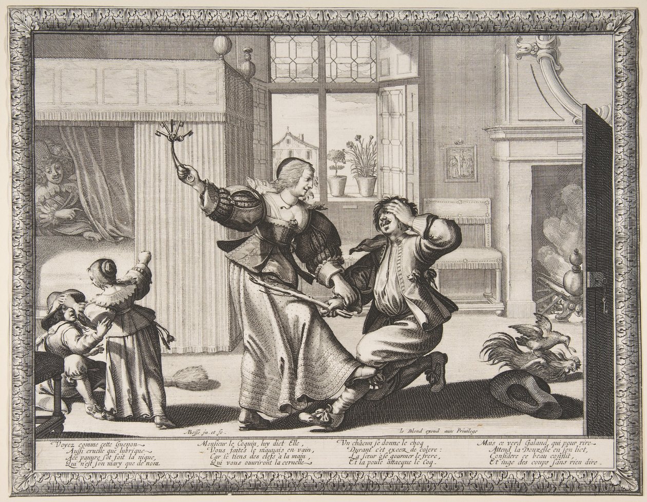 The Husband-Beater, c.1633 (lept a rytina) od Abraham Bosse