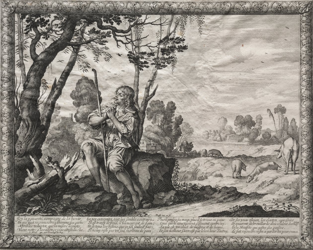 Marnotratný syn: Marnotratný starající se o prasata od Abraham Bosse