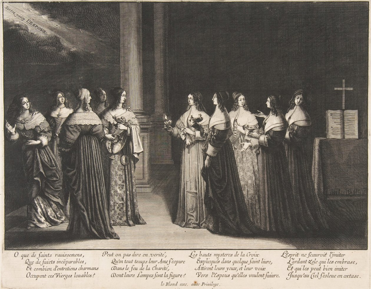 Moudré panny odmítají ropu pošetilým pannám, ca. 1635. od Abraham Bosse