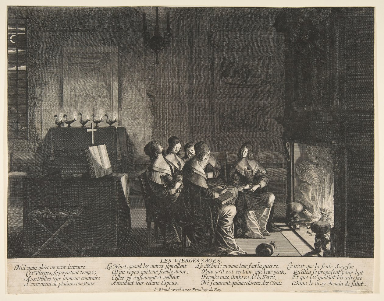Moudré panny odpočívající, zatímco čekají na příchod manžela, ca. 1635. od Abraham Bosse