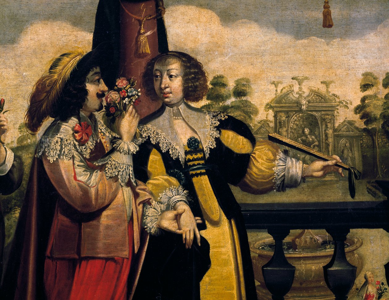 Čich, cca 1635, Abraham Bosse (1604-1676), podle malby ze série 5 neznámého umělce, detail. Francie od Abraham Bosse