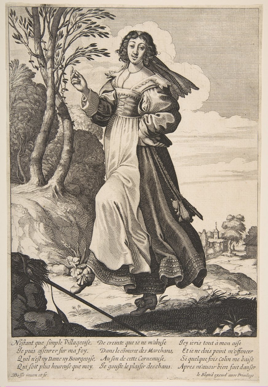 Vesnická dívka tančí, 1626-28. od Abraham Bosse