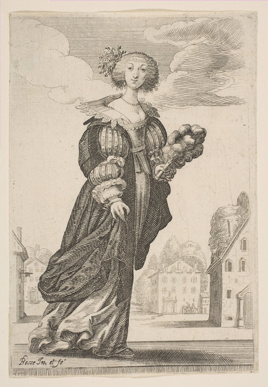 Žena držící vějíř, 1629. od Abraham Bosse