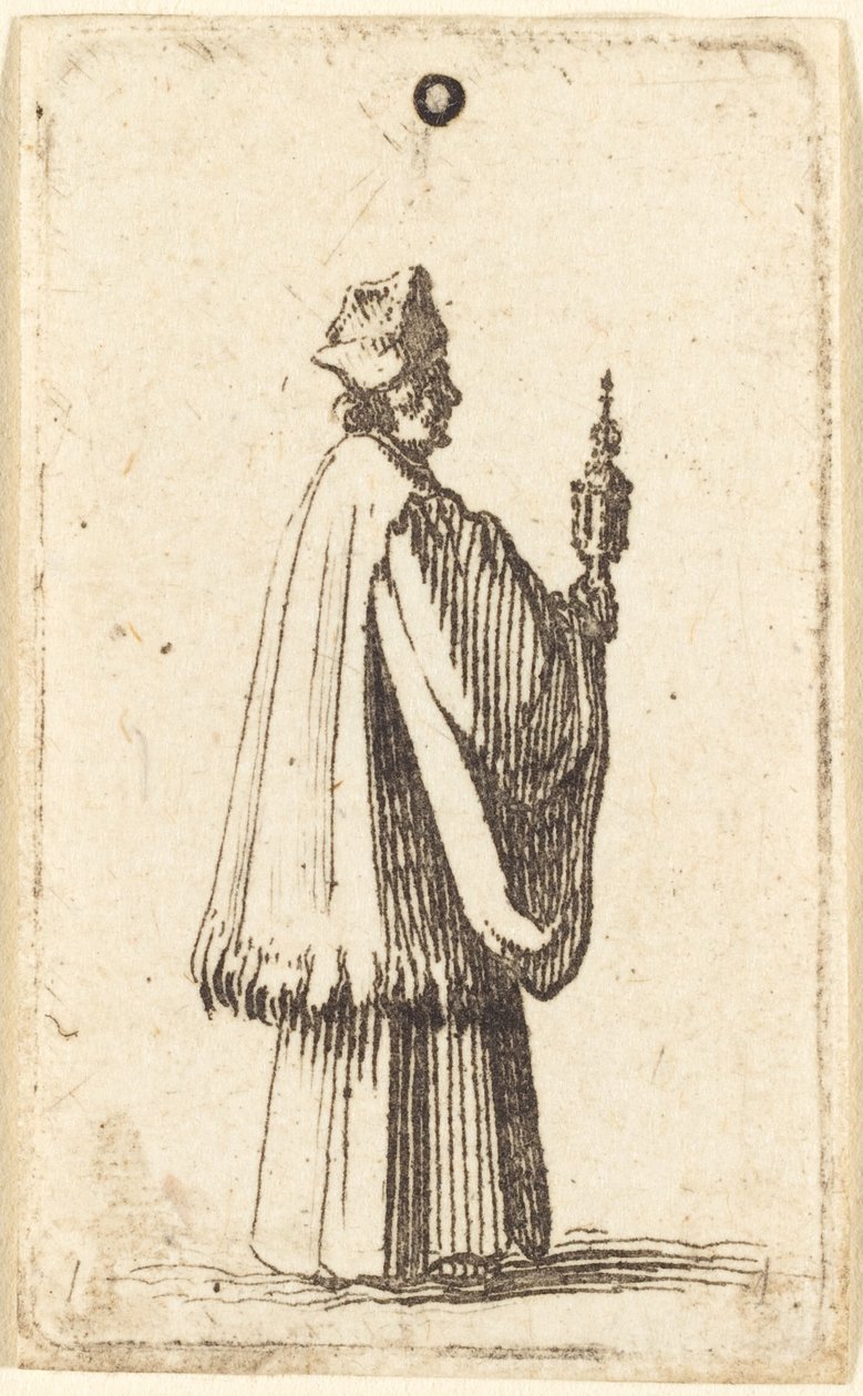 Kněz nesoucí nejsvětější svátost eucharistie od Abraham Bosse or Jacques Callot