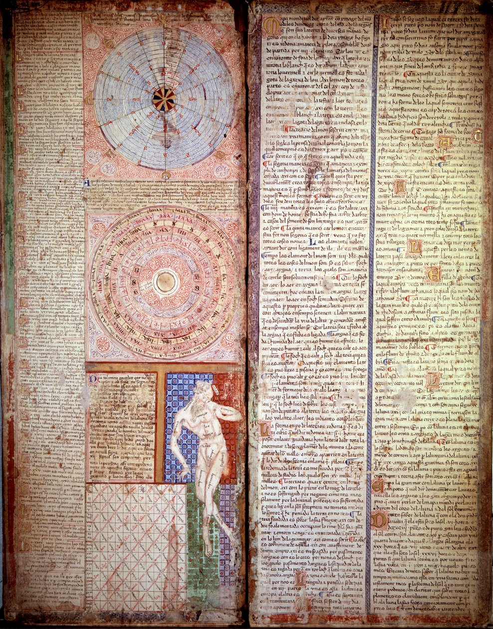 Astrologický a astronomický diagram. Stránka převzata z katalánského atlasu (Katalánská mapa) od Abrahama Cresquese (1325-1387) od Abraham Cresques
