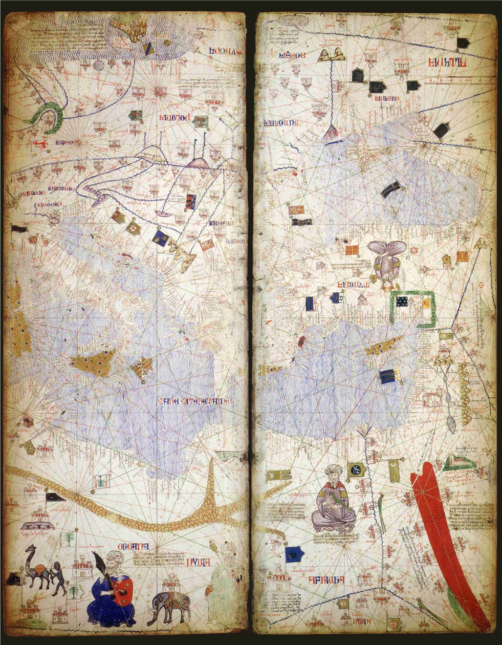 Katalánský atlas, list 7 a 8, 1375 od Abraham Cresques