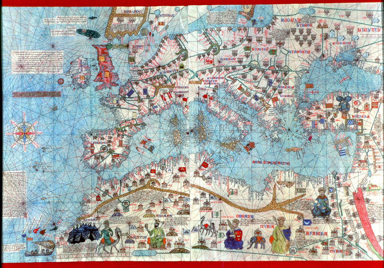 Katalánský atlas,1375 (mapa) od Abraham & Cresques Jehuda (1360-1410) Cresques