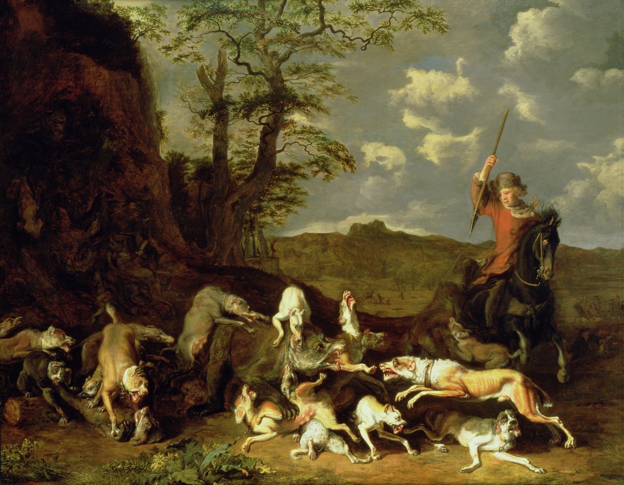 Lov na medvěda, 1655 od Abraham Danielsz. Hondius