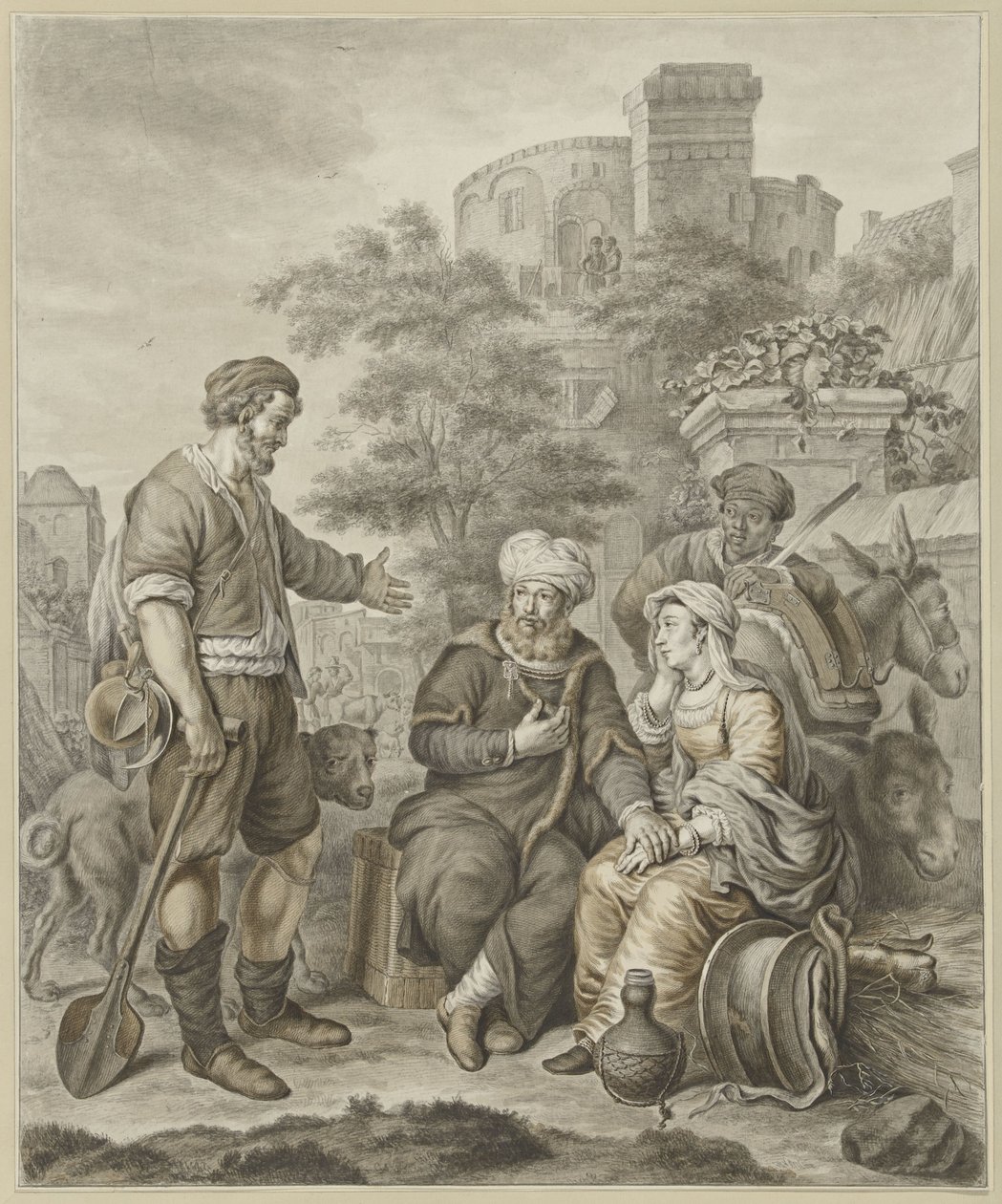 Levita a jeho konkubína v Gibeji od Abraham Delfos