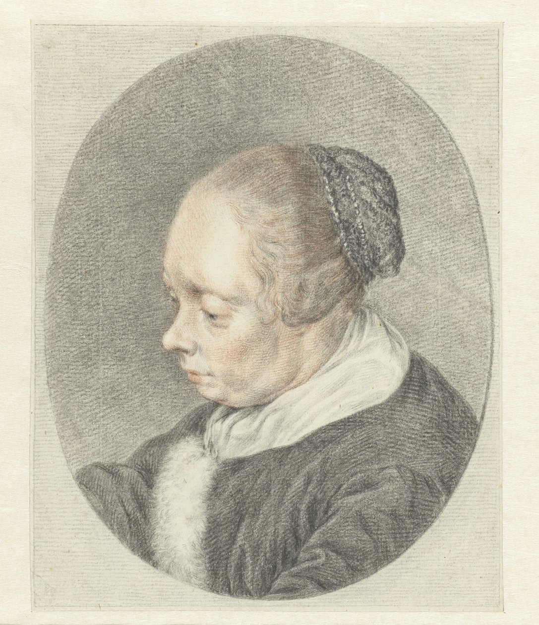 Spinster (detail ženské hlavy) od Abraham Delfos