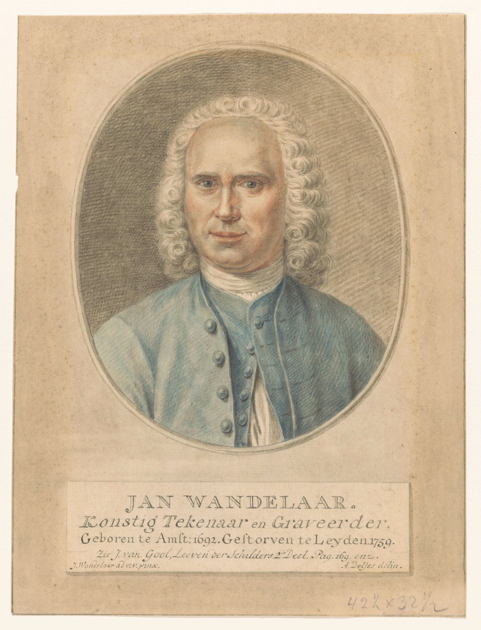 Portrét Jana Wandelaara John Walker. Konstig kreslíř a rytec (název na předmětu) od Abraham Delfos