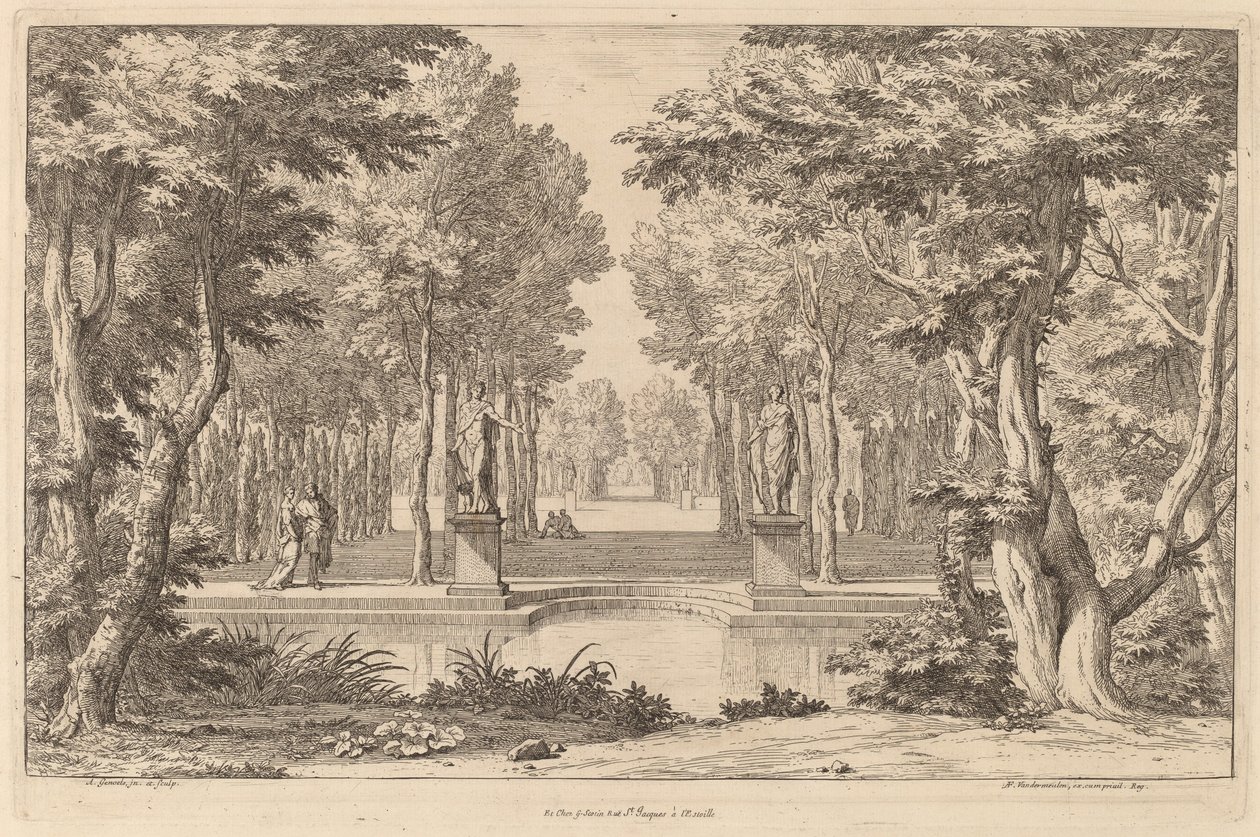 Dvě sochy od Abraham Genoels II after Adam Frans van der Meulen