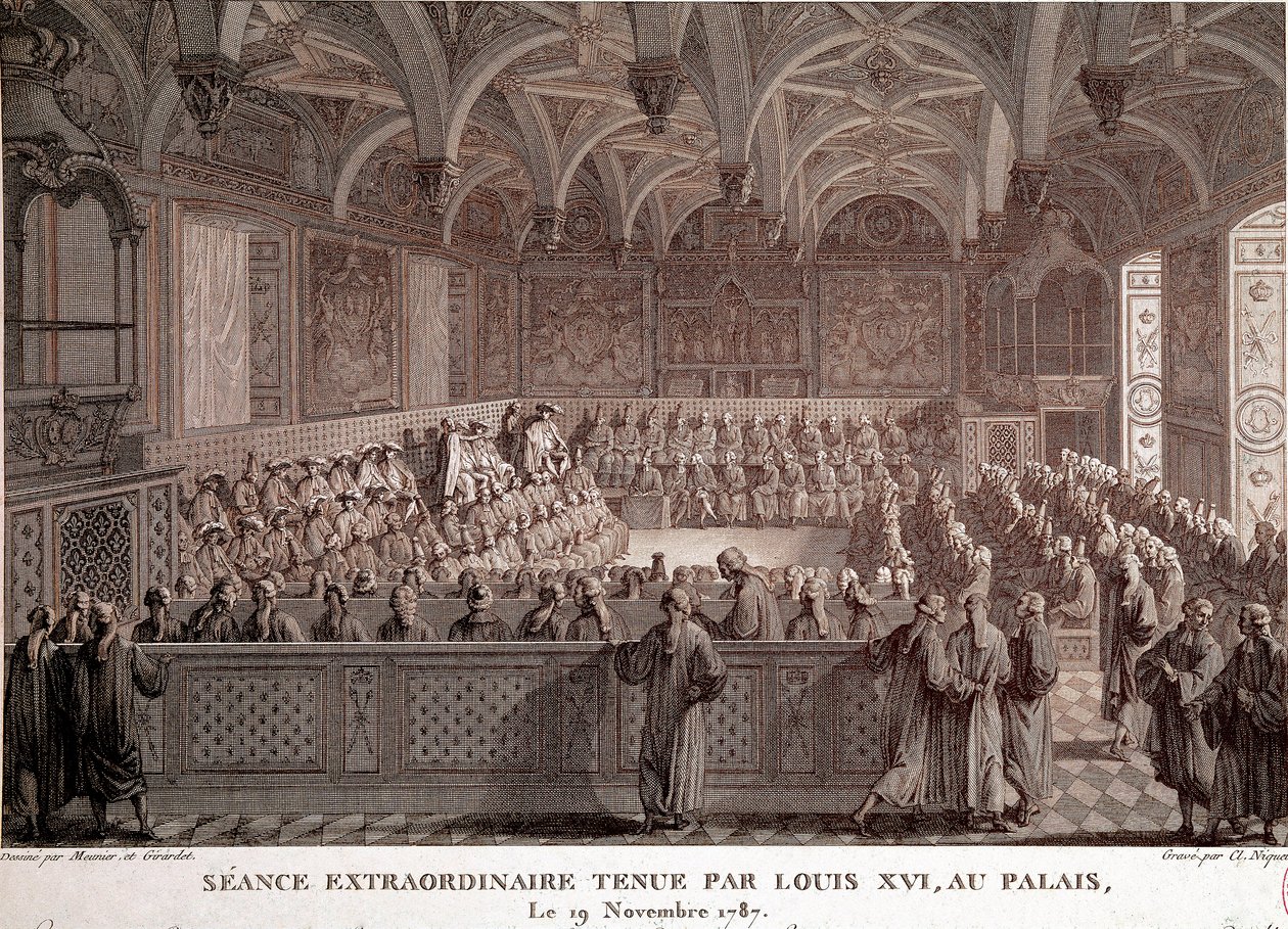 První z francouzské revoluce: Mimořádné zasedání pořádané Ludvíkem XVI. (1754-1793) v paláci ve Versailles, 19. od Abraham Girardet