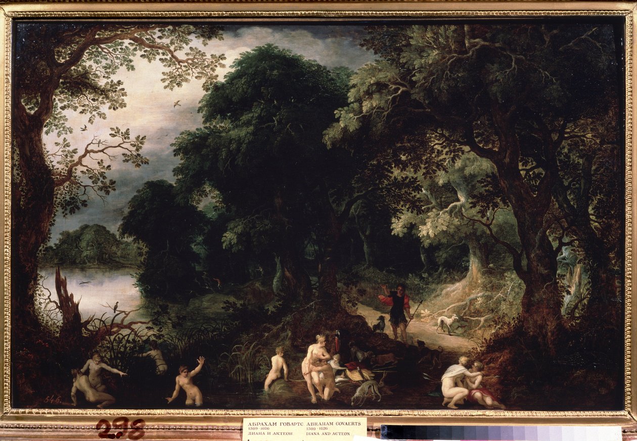 ""Diane et Acteon"" (Diana a Actaeon) Dianu překvapil ve vaně lovec Acteon. Obraz Abrahama Govaertse (1589-1626) kolem roku 1620 Puškinovo muzeum Moskva od Abraham Govaerts