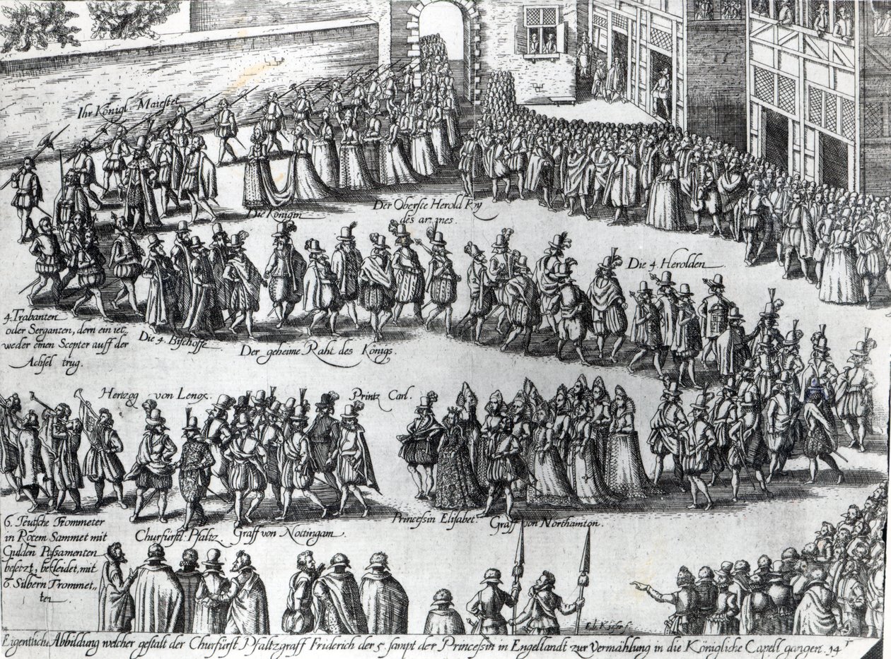 Průvod na svatbu falckého kurfiřta Fridricha V. a princezny Alžběty, asi 1613 od Abraham Hogenberg