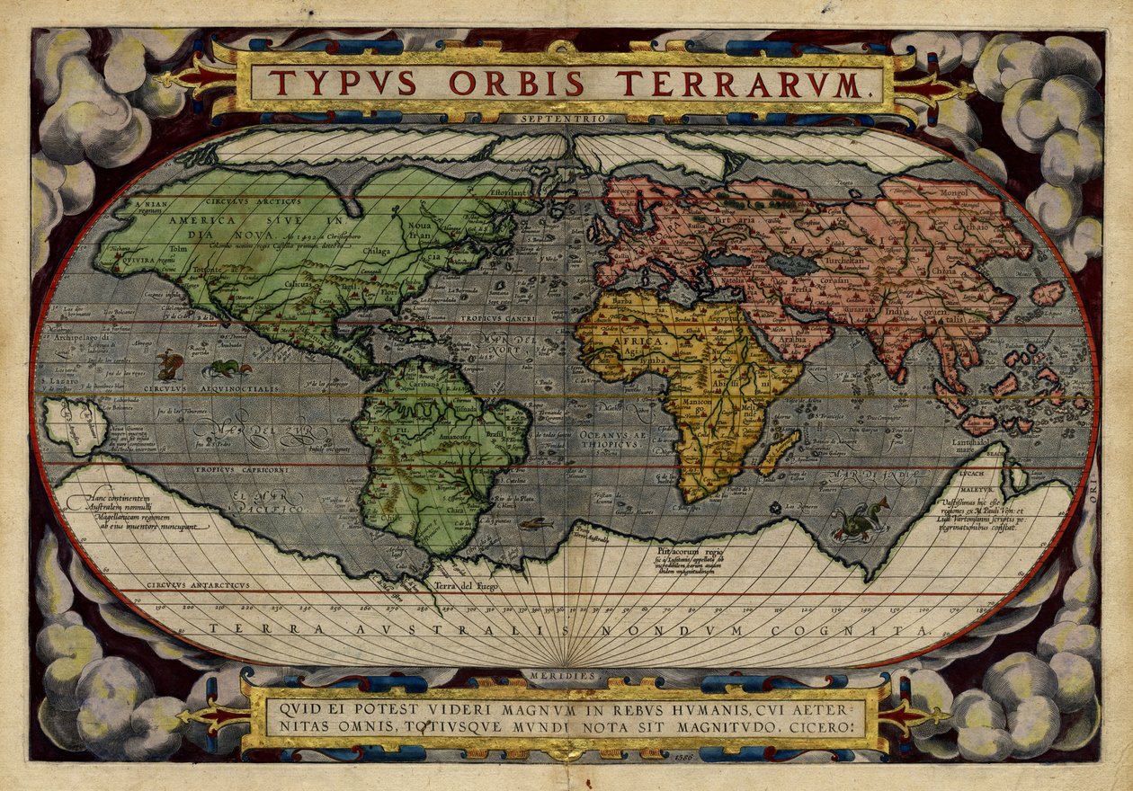 Typus Orbis Terrarum (Mapa světa) od Abraham & Hogenberg Frans & Kremer Gerard (16th century) Ortelius