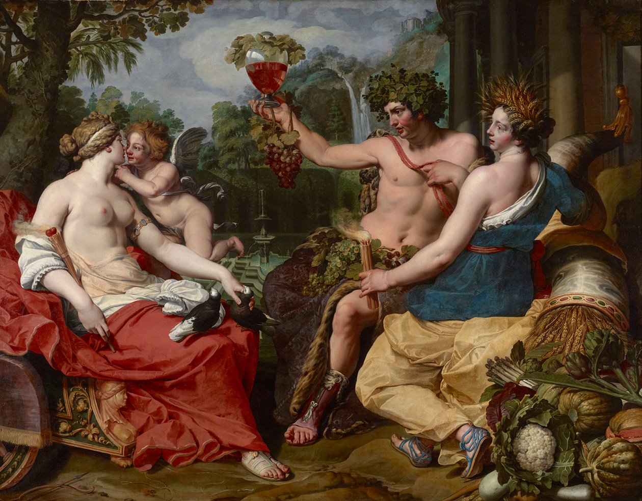 Ceres, Bacchus a Venuše, Janssens, Abraham (asi 1573-1632). Olej na plátně od Abraham Janssens