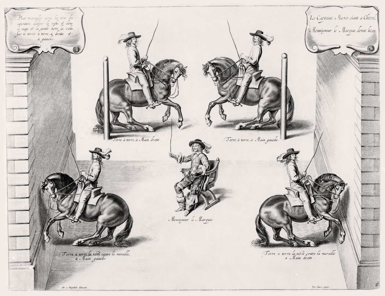 Ilustrace z Jezdeckého manuálu, vyryl Peeter Clouwet (1629-70), 1658 od Abraham Jansz. van after Diepenbeeck
