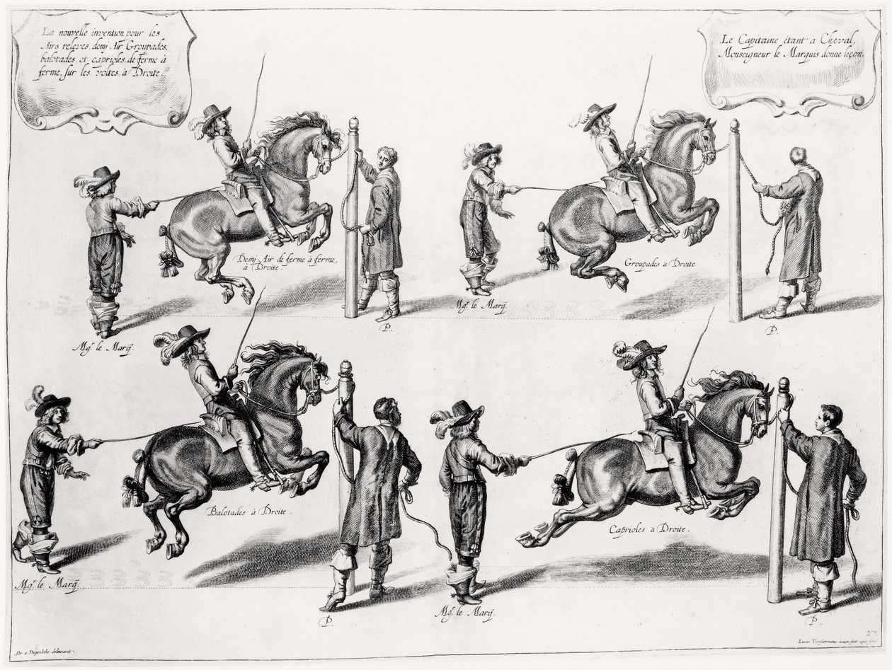 Ilustrace z Jezdeckého manuálu, vyryl Peeter Clouwet (1629-70), 1658 od Abraham Jansz. van after Diepenbeeck